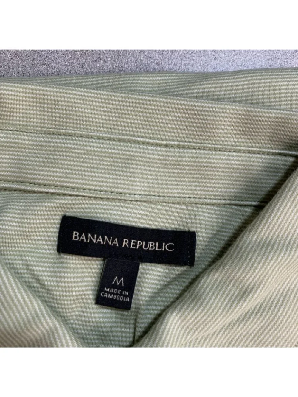 NWT Banana Republic Men's Size M Luxe Touch Green Polo Shirt Striped